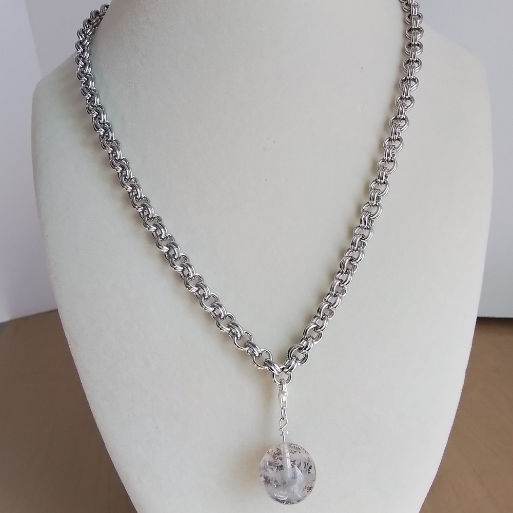 Dendritic quartz pendant necklace